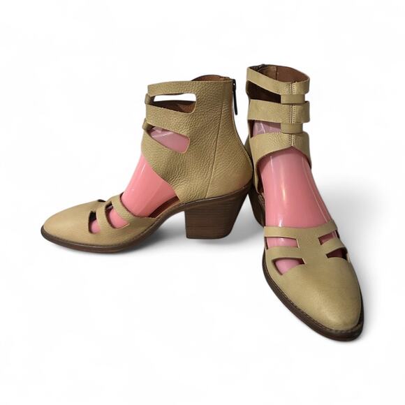 Veracruz Sundance Triga Cutout Tan Leather Booties Ankle Size 40 US 9.5 Zip - Picture 4 of 7